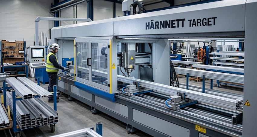 Centro de mecanizado CNC HARNNETT TARGET para perfiles de aluminio y fabricación de ventanas